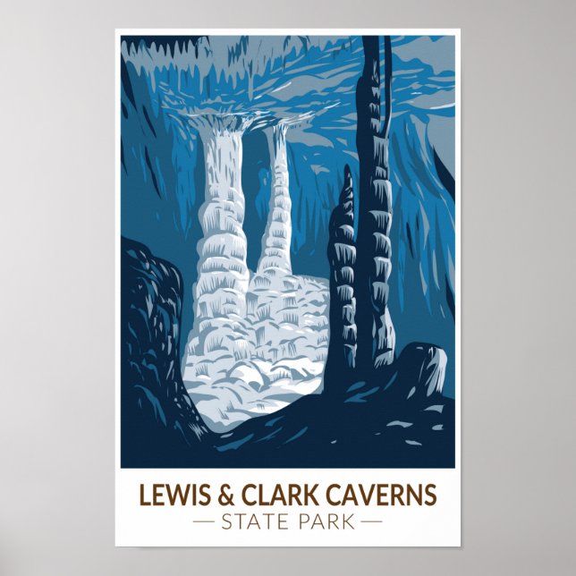 Póster Parque Estatal de las Cavernas Lewis y Clark (Frente)