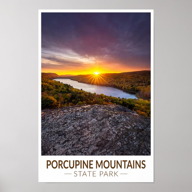 Póster Parque estatal de las Montañas Porcupine Acuarela  (Frente)