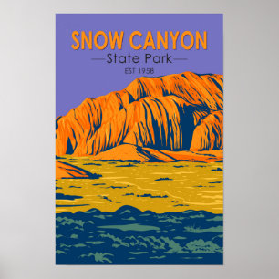 Póster Parque estatal del cañón de nieve Utah Vintage