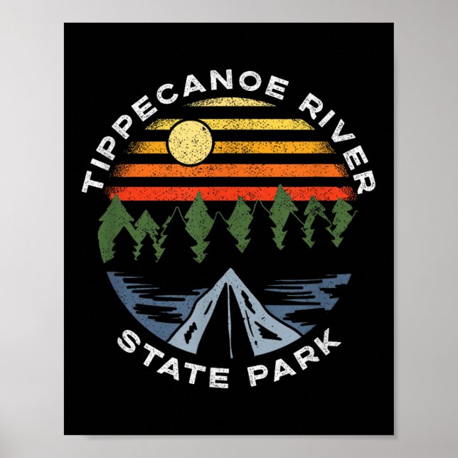 Póster Parque Estatal del Río Tippecanoe Camping Forestal (Frente)