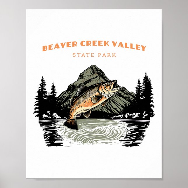 Póster Parque Estatal del Valle de Beaver Creek Retro Vin (Frente)