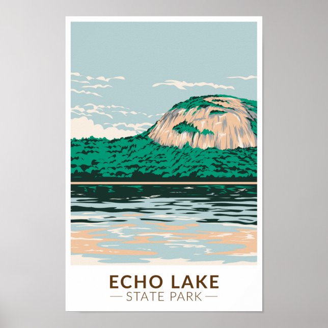 Póster Parque Estatal Echo Lake New Hampshire Vintage (Frente)