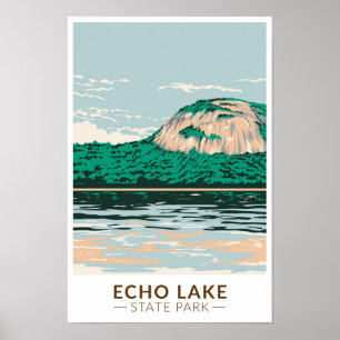 Póster Parque Estatal Echo Lake New Hampshire Vintage