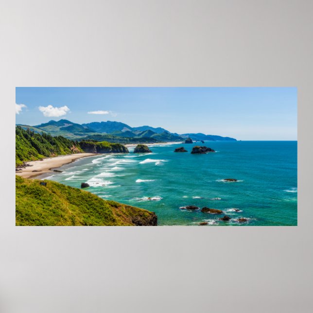 Póster Parque Estatal Ecola, Oregón. Panorama del Crecien (Frente)