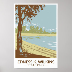 Póster Parque Estatal Edness K Wilkins Wyoming Vintage