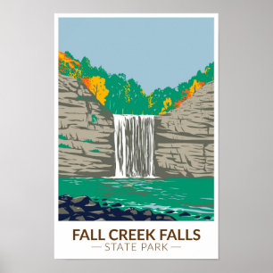 Póster Parque Estatal Fall Creek Falls Tennessee Vintage