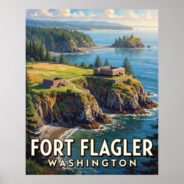 Póster Parque Estatal Fort Flagler — Washington (Frente)