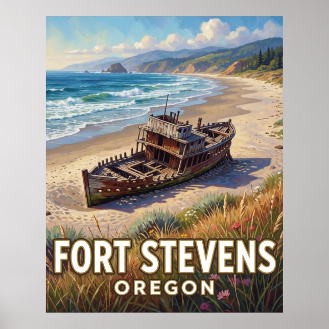 Póster Parque Estatal Fort Stevens — Oregón (Frente)