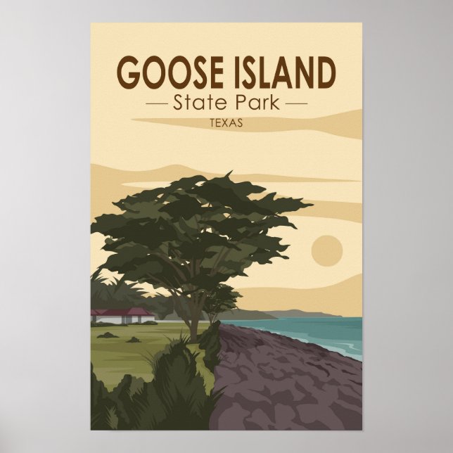 Póster Parque Estatal Goose Island Texas Vintage (Frente)