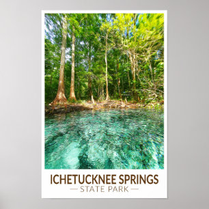 Póster Parque Estatal Ichetucknee Springs Acuarela Florid