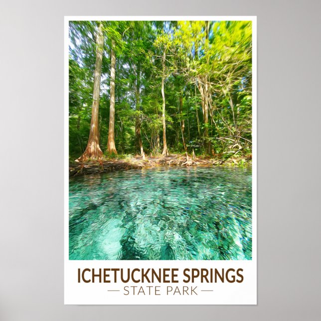 Póster Parque Estatal Ichetucknee Springs Acuarela Florid (Frente)