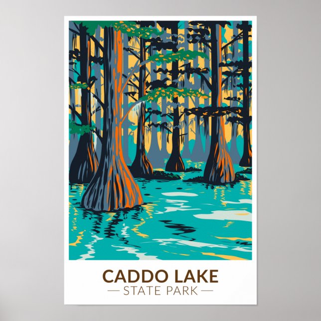Póster Parque Estatal Lago Caddo Texas Vintage  (Frente)