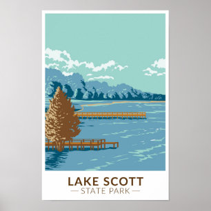 Póster Parque Estatal Lago Scott Kansas Vintage