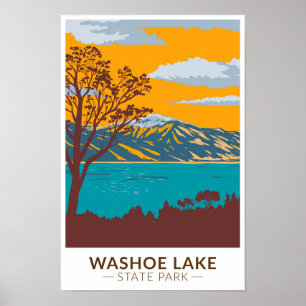 Póster Parque Estatal Lago Washoe Nevada Vintage 