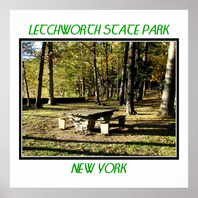 Póster Parque Estatal Letchworth - Roca de la mesa del té (Frente)