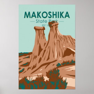 Póster Parque Estatal Makoshika Montana Vintage