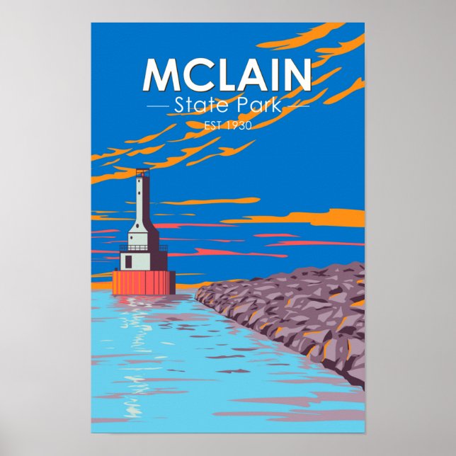 Póster Parque Estatal McLain Michigan Vintage  (Frente)