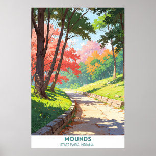 Póster Parque estatal Mounds, Indiana