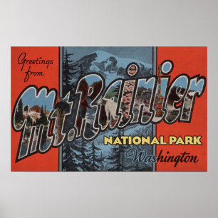 Póster Parque Estatal Mt. Rainier, Washington