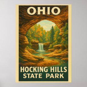 Póster Parque estatal Ohio Hocking Hills V01
