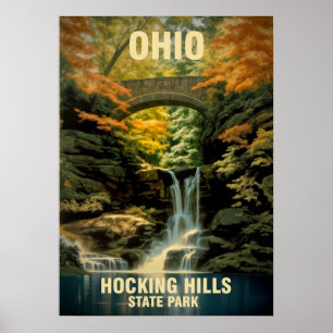 Póster Parque estatal Ohio Hocking Hills V02