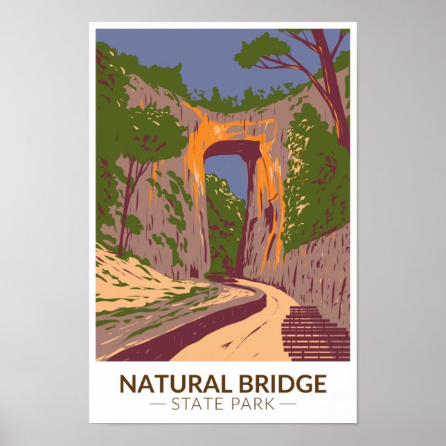 Póster Parque estatal Puente Natural Virginia Vintage (Frente)