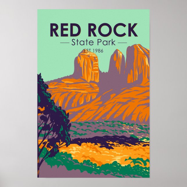 Póster Parque Estatal Red Rock Arizona Vintage  (Frente)