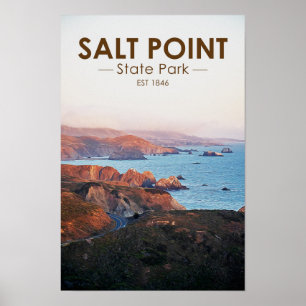 Póster Parque Estatal Salt Point California Acuarela 