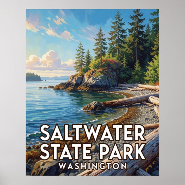 Póster Parque Estatal Saltwater — Washington (Frente)