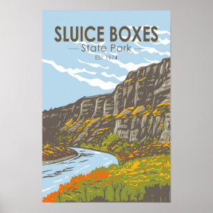 Póster Parque Estatal Sluice Boxes Montana Vintage
