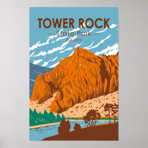 Póster Parque Estatal Tower Rock Montana Vintage
