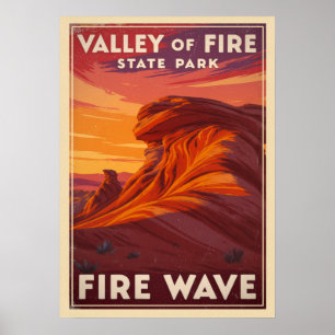 Póster Parque estatal Valle del Fuego - Ola de Fuego V02
