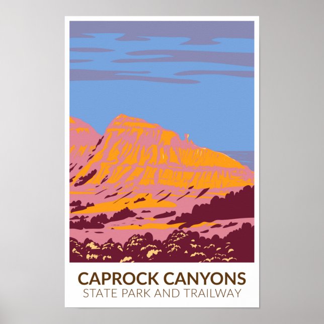 Póster Parque Estatal y Sendero Caprock Canyons Texas (Frente)