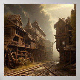 Póster Parque ferroviario antiguo abandonado