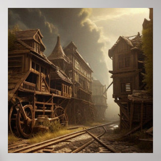 Póster Parque ferroviario antiguo abandonado