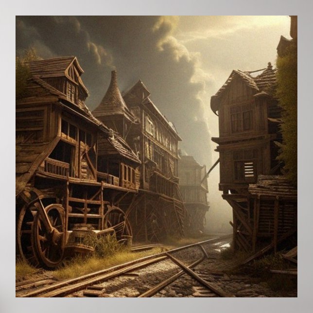 Póster Parque ferroviario antiguo abandonado (Frente)