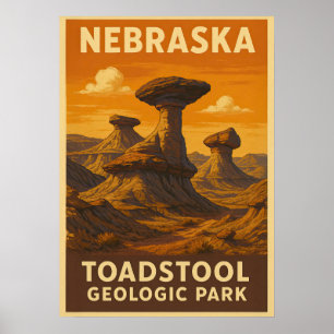 Póster Parque geológico Nebraska Toadstool V01