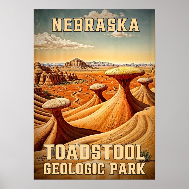 Póster Parque geológico Nebraska Toadstool V02 (Frente)