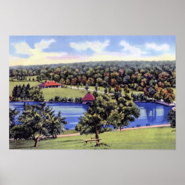 Póster Parque Green Hill de Worcester Massachusetts (Frente)