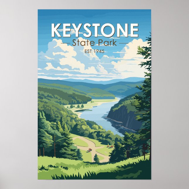 Póster Parque Keystone State Pennsylvania Viajes Vintage (Frente)
