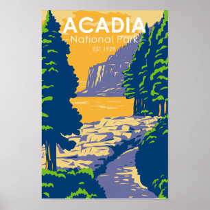 Póster Parque Nacional Acadia Bar Harbor Ocean Path