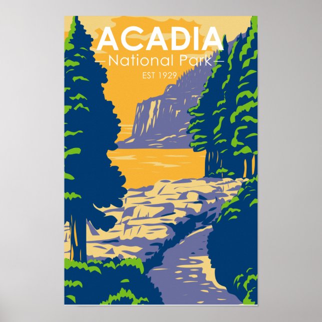 Póster Parque Nacional Acadia Bar Harbor Ocean Path (Frente)