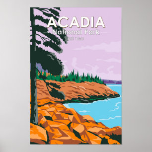 Póster Parque Nacional Acadia Bar Harbor Vintage
