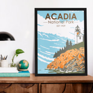 Póster Parque Nacional Acadia Faro Bar Harbor Maine