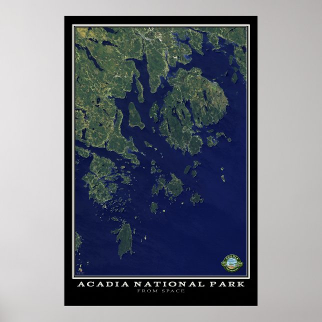 Póster Parque nacional Acadia Maine desde satélite espaci (Frente)
