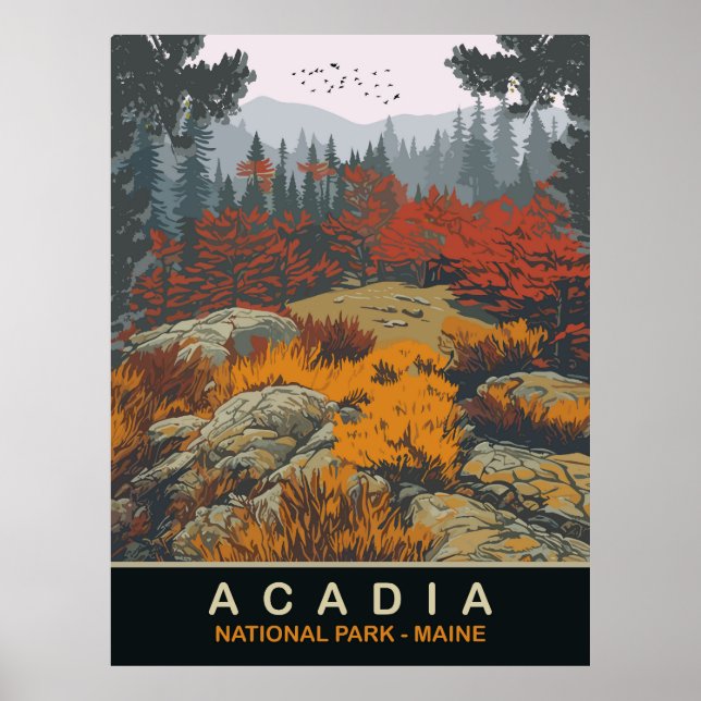Póster Parque Nacional Acadia, Maine, Viajes (Frente)