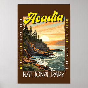 Póster Parque Nacional Acadia Otter Cliff Angustiado