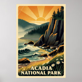 Póster Parque Nacional Acadia Retro 