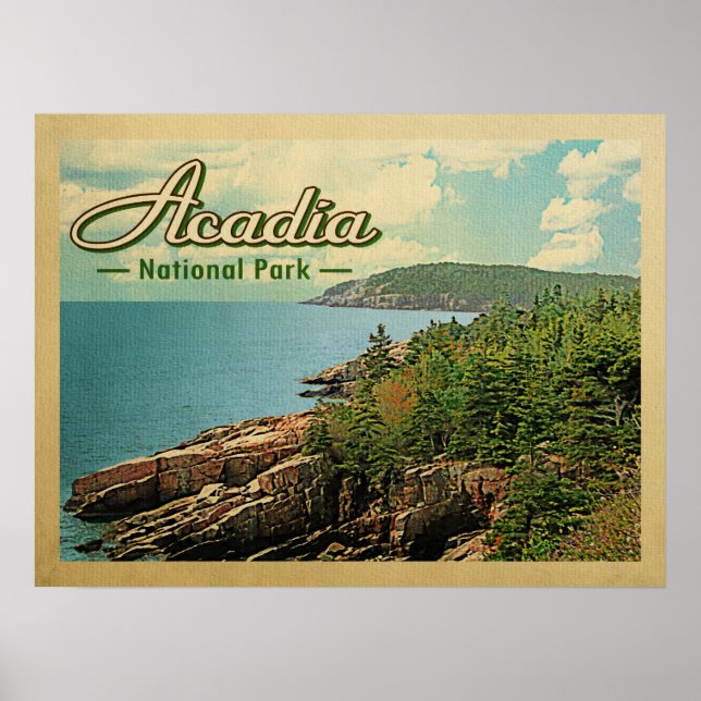 Póster Parque nacional Acadia Viaje de época (Frente)