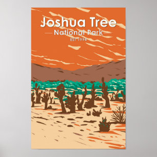 Póster Parque nacional árbol Joshua Turquía cierra dunas 